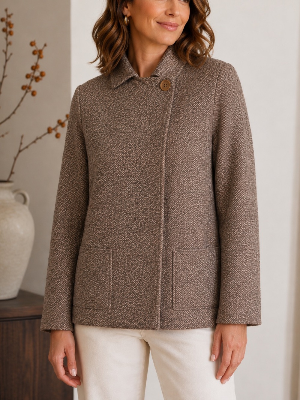 Zanella • Italian Wool Blend Tweed Asymmetrical Jacket